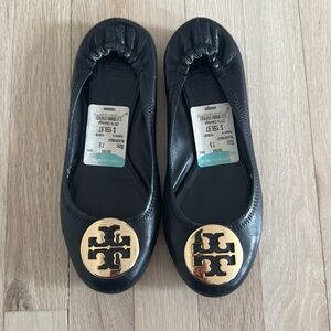 Tory Burch Black Leather Flats